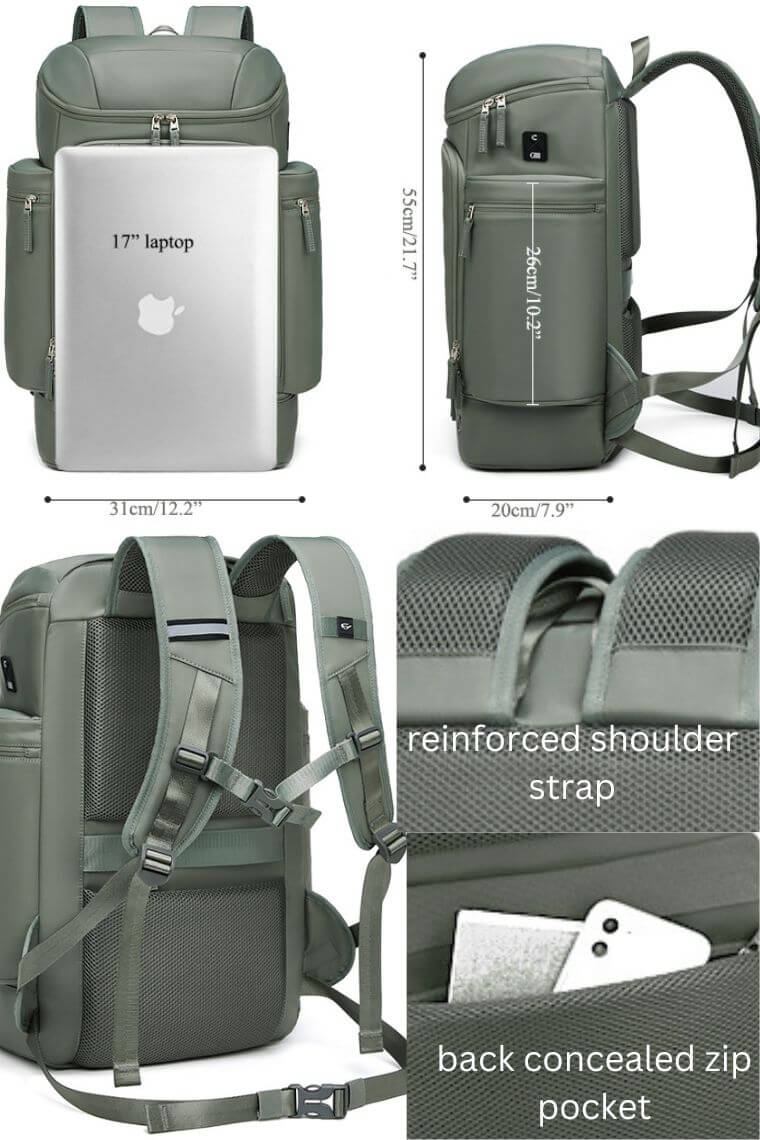 Best unisex travel backpack for 17 inch laptop with shoe compartment & trolley sleeve in waterproof oxford fabric
