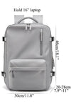 Grey backpack in waterproof nylon for 16 inch laptop with shoe compartment trolley sleeve and dry wet separation for travel or hiking or sports