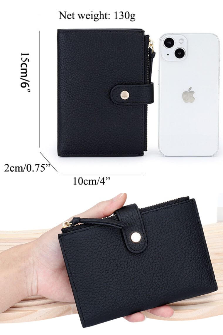 designer leather bifold credit card wallet with passport holder and money clip for men or women