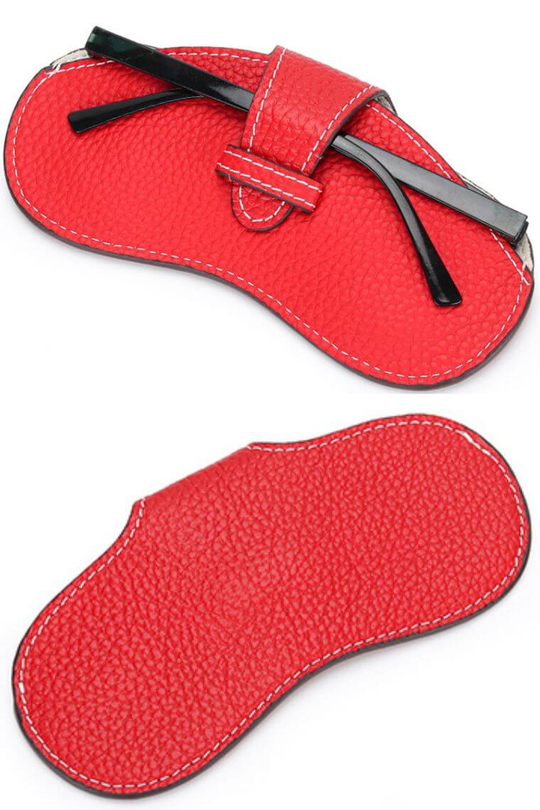Red leather glasses case with tab closure | sunglasses case | eyelgasses case | sunglasses storage | glasses storage | glasses cover | sunglasses case holder | leather sunglasses case | eyeglass holder