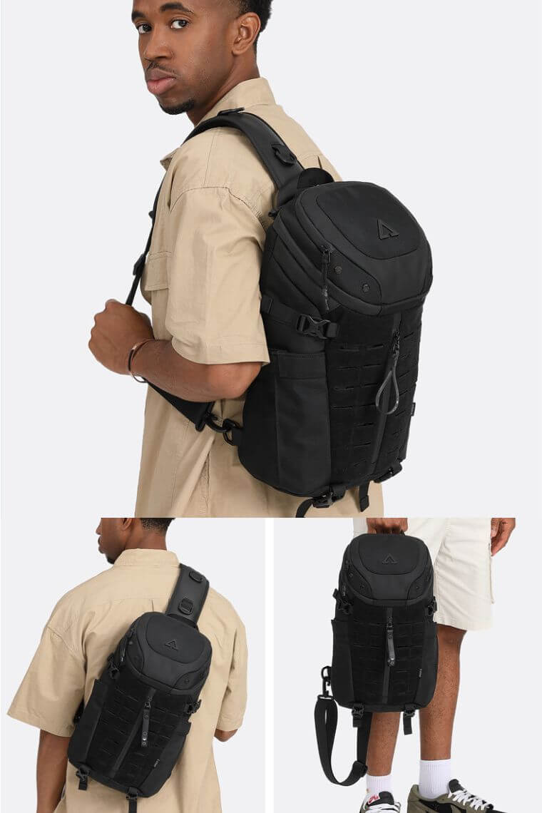 best designer crossbody chest bag sling bag in water-resistant fabric with dry-wet separation and charging ports for work travel or everyday use for men or women