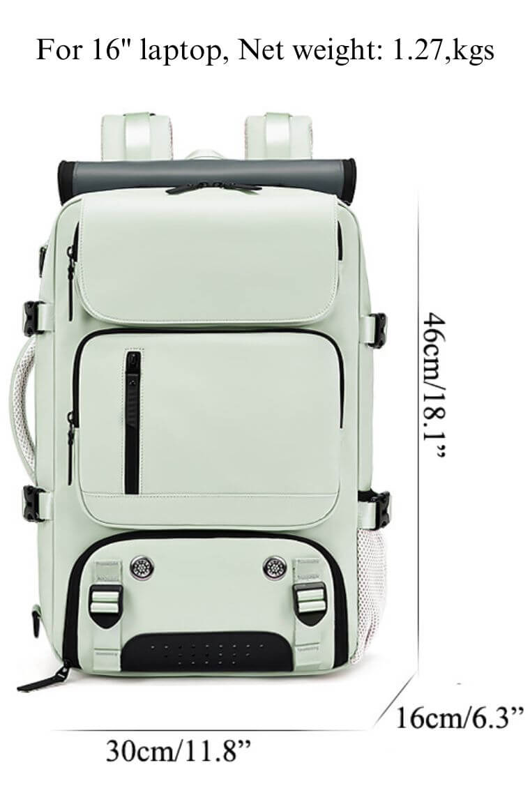 best travel backpack for 16 inch laptop in waterproof light yellow fabric with shoe compartment and trolley sleeve for business,hiking or camping convertible into a crossbody weekend bag or shoulder bag