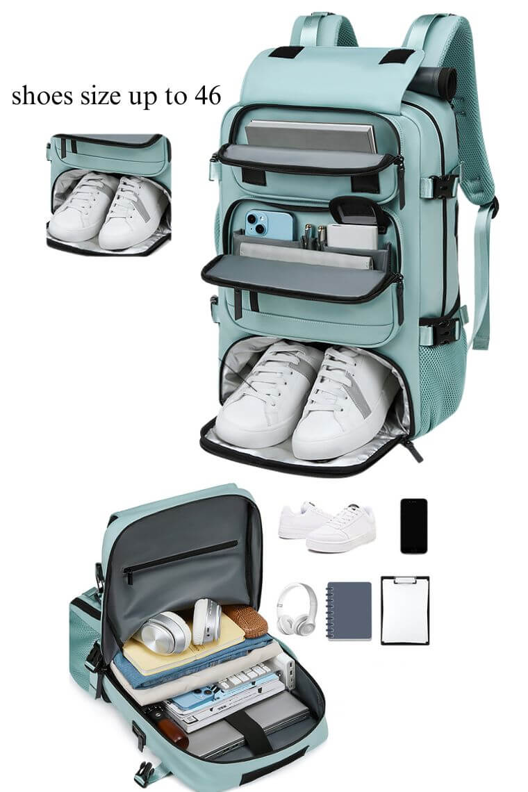 best travel backpack for 16 inch laptop in waterproof fabric with shoe compartment and trolley sleeve for business,hiking or camping convertible into a crossbody weekend bag or shoulder bag, airline friendly