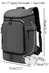 Best unisex travel backpack for 17 inch laptop with shoe compartment & trolley sleeve in grey waterproof oxford fabric with reflective strip