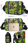 designer canvas crossbody messenger bag in gothic zombie prints with luminous glow in the dark effect for work or study women and men