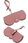 fashion glasses case in pink pebbled leather with belt clip