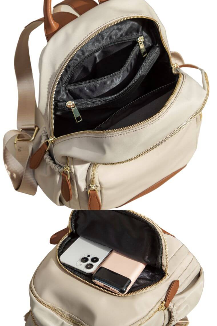 women colorblock travel backpack purse in waterproof nylon in medium size with multi pockets