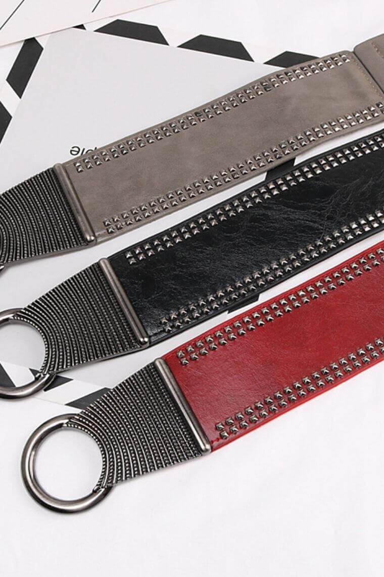 black|grey|red 3.4“ wide vegan belt