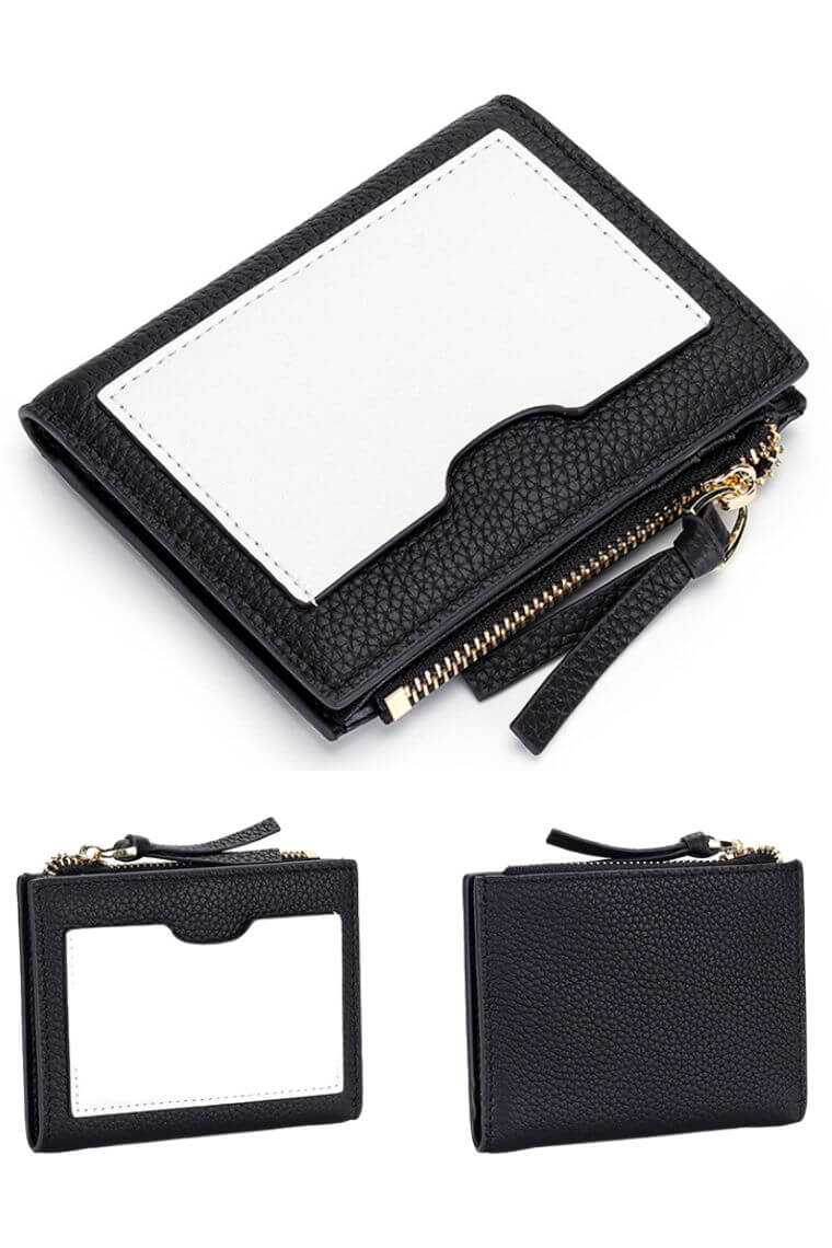 black cardholder with money clip | leather cardholder wallet with coin pocket | slim wallet for 10 cards & money clip | minimalist wallet in pebbled leather