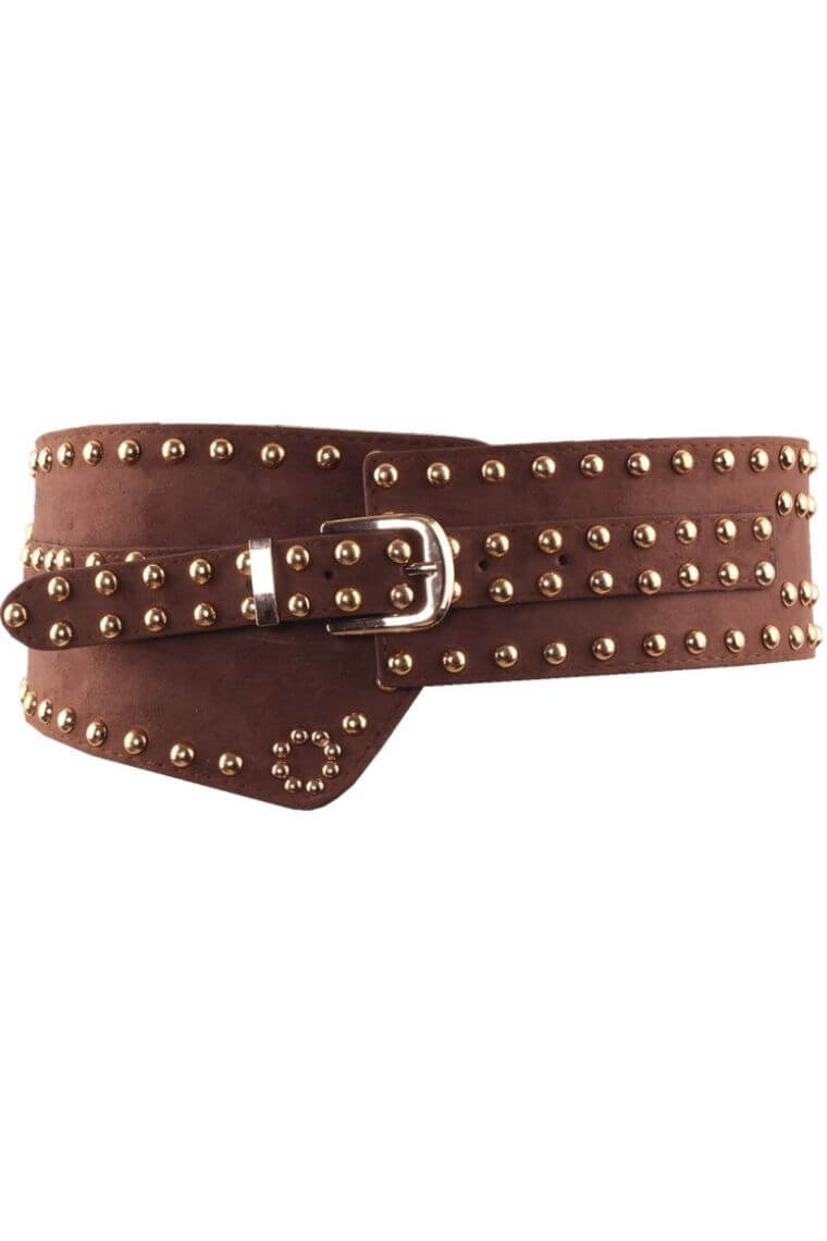 Women belt in dark brown | studded belt | belt for dresses | | stretchable belt | wide belt for dresses | waist belt for women | punk belt with elastic | leather belt for women | stretchable belt with studs