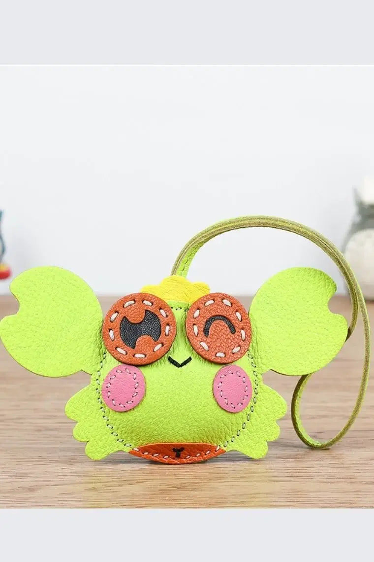 Green leather bag charm | crab purse charm | car pendant in crab shape | bag pendant in lambskin | crab purse pendant | designer leather tag | personalized leather luggage tag | custom luggage tag | leather keychain in crab design
