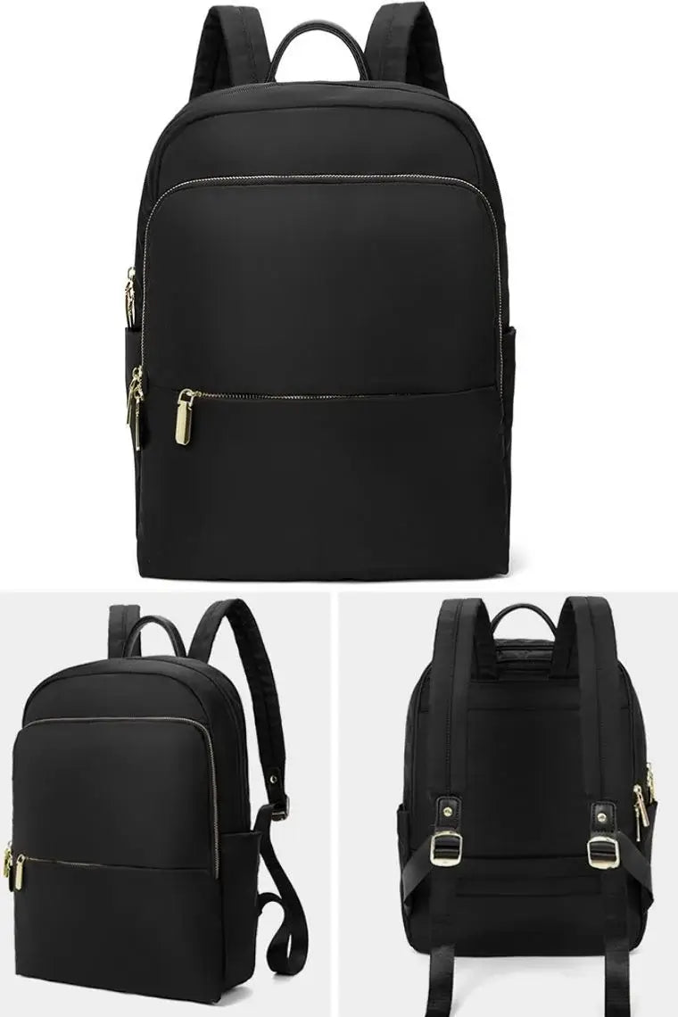 Black laptop backpack | Best Laptop Backpack for women | Backpack with trolley sleeve | waterproof laptop backpack | best water resistant backpack | laptop book bag in nylon | multi pockets backpack | Macbook backpack