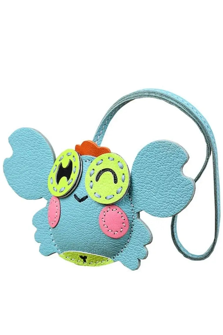 Light blue leather bag charm | crab purse charm | car pendant in crab shape | bag pendant in lambskin | crab purse pendant | designer leather tag | personalized leather luggage tag | custom luggage tag | leather keychain in crab design