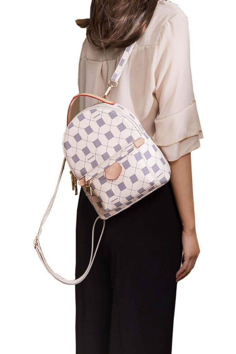 mini backpack with monogram print | small backpack purse with zippers | women mini backpack purse | designer mini backpack | cute mini backpack | mini leather backpack | small travel backpack | waterproof backpack in vegan leather | little backpack for girls | mini school bag