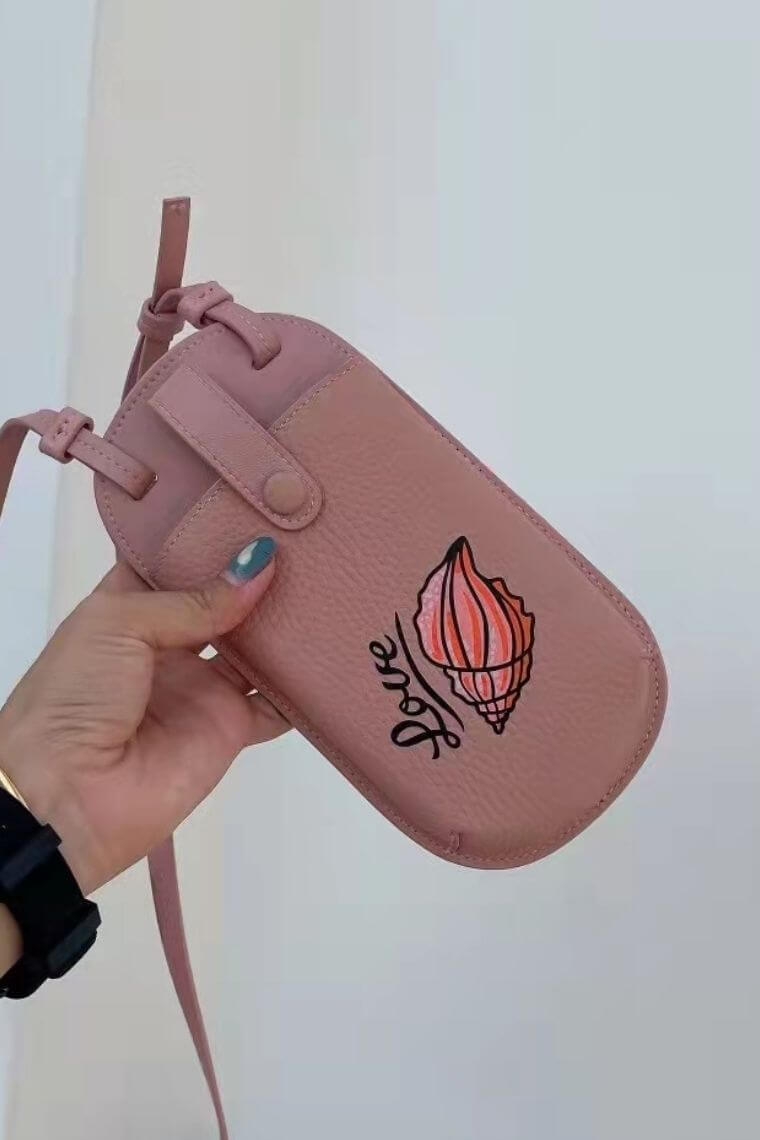 pink leather phone purse case | phone bag crossbody for women | phone crossbody case in leather | phone case card holder in leather | mini messenger phone bag
