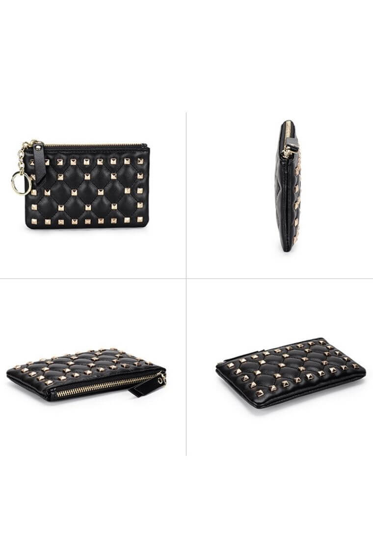 Zip coin purse in quilted leather