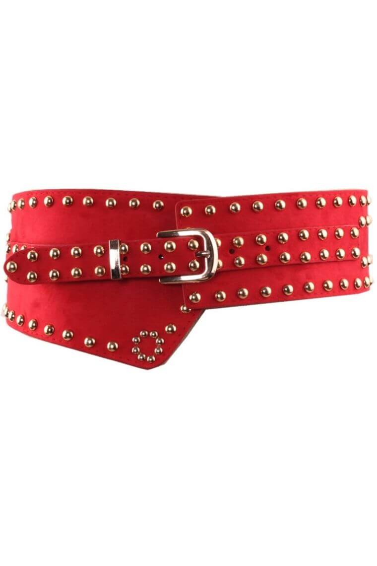 Women stretchable belt with studs