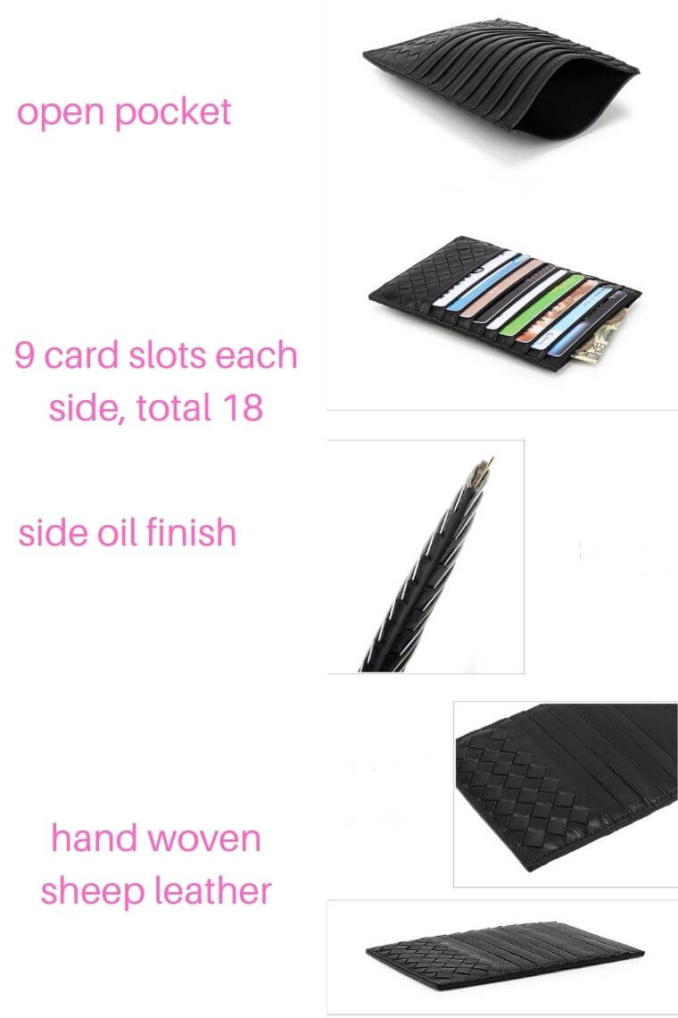 Woven leather slim wallet