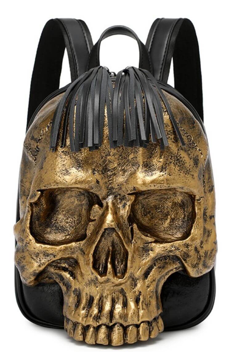 3D Skull Backpack ,3D Skull Speaker Small Backpack Gold