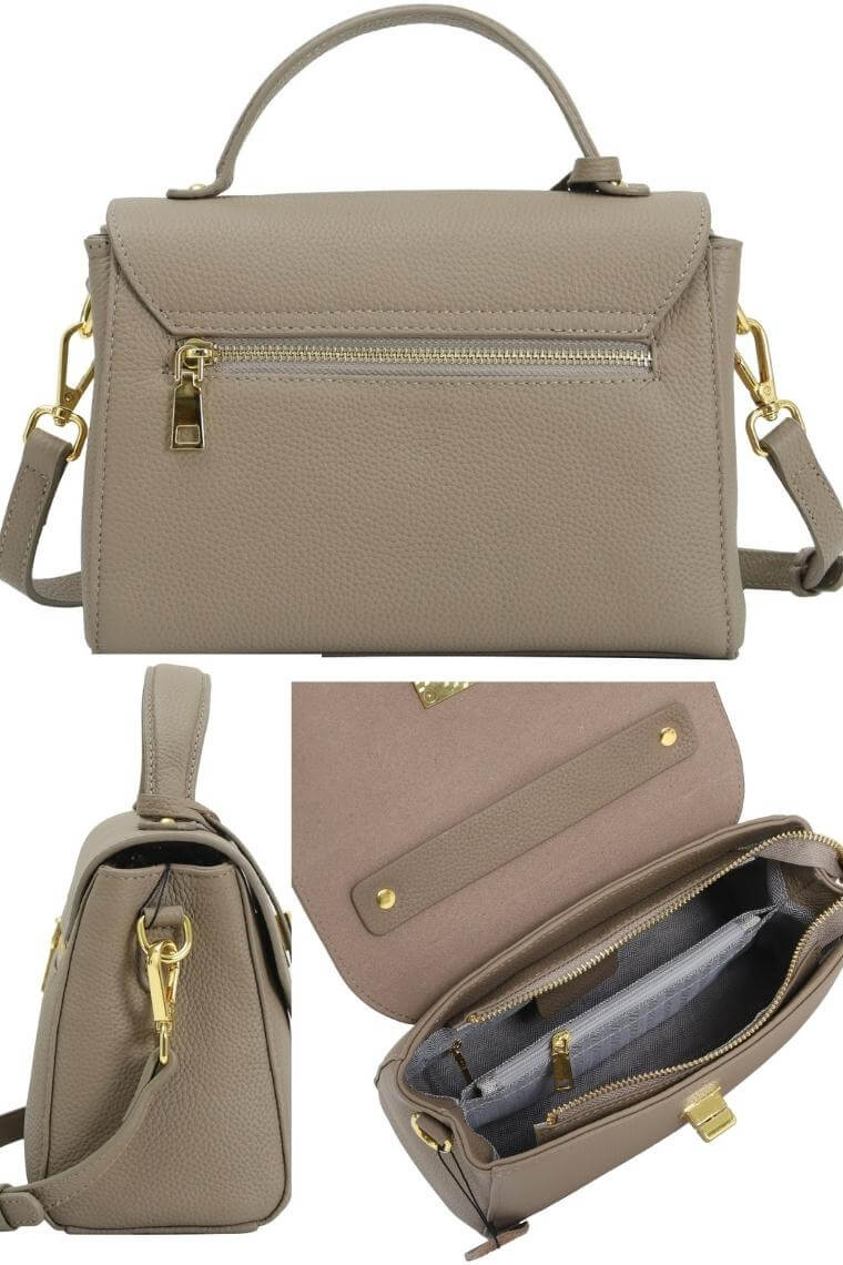 Fashion women leather messenger bag with turn lock | leather crossbody bag with flap | leather shoulder bag with top handle | leather carry bag with crossbody strap | leather side purse with turn lock | fashion soho bag with turn lock