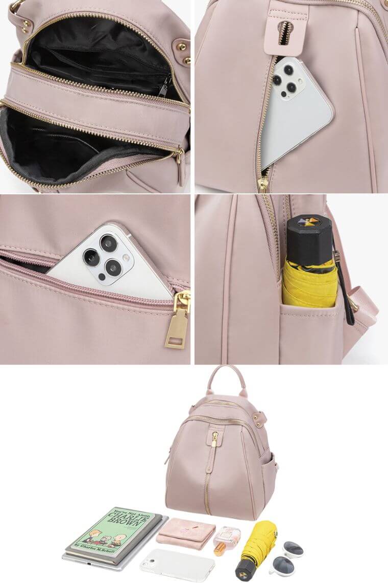 best women backpack in waterproof fabric | travel backpack with multi pockets | Fashion backpack with convertible strap | water resistant backpack for ladies | Women bookbag in waterproof oxford fabric | Daypack with zip pockets