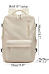 Beige backpack in waterproof nylon for 16 inch laptop with shoe compartment trolley sleeve and dry wet separation for travel or hiking or sports