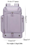 Women best travel backpack for 17 inch laptop with shoe compartment & trolley sleeve in lilac waterproof oxford fabric