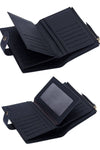 designer leather bifold credit card wallet with passport holder and money clip for men or women