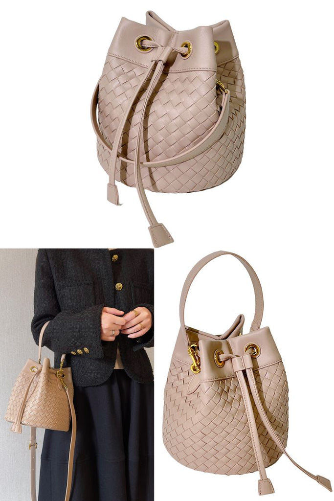 Brown Leather Bucket Bag W-Top Handles | Cute Bucket Bag W-Purse | Women Bucket Purse W-Convertible Straps | Designer Bucket Bag| Filinapo