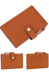 designer women cognac leather bifold credit card wallet with passport holder and money clip