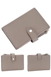 designer women grey leather bifold credit card wallet with passport holder and money clip
