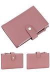 designer women pink leather bifold credit card wallet with passport holder and money clip