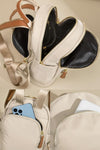 Women minimalist backpack purse in lightweight waterproof nylon with multi zip pockets