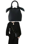 women cute small purse in black embossed leather with bunny ears | fashion mini handbag with top handle & cross body strap | best phone bag with magnet tab closure