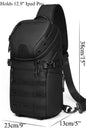 Designer one shoulder crossbody chest bag fanny pack in water-resistant black fabric with dry-wet separation and USB & type C charging ports for travel work or everyday use for men or women