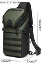 Designer one shoulder crossbody chest bag fanny pack in water-resistant green fabric with dry-wet separation and USB & type-C charging ports for travel work or everyday use for men or women
