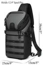 Designer one shoulder crossbody chest bag fanny pack in water-resistant grey fabric with dry-wet separation and USB & Type-C charging ports for travel work or everyday use for men or women