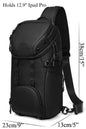 Designer one shoulder crossbody chest bag fanny pack in water-resistant stylish black fabric with dry-wet separation and USB & Type-C charging ports for travel work or everyday use for men or women 
