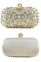 Gold evening clutch bag purse with bling rhinestones and crossbody chain strap for party or wedding