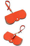 fashion glasses case in orange pebbled leather with belt clip