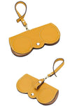 fashion glasses case in yellow pebbled leather with belt clip