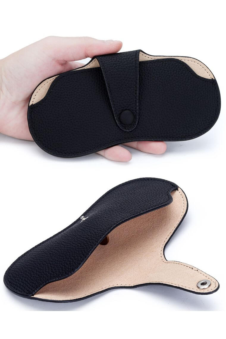soft leather glasses case with detachable strap to put on the wrist or neck or your handbag for easy carry stylish sunglasses holder for men or women