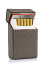 Khaki leather cigarette case holder with magnetic closure for a king-sized full pack of 20 cigarettes | waterproof cigarette sleeve 