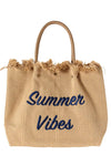women khaki canvas summer vibes beach tote bag with magnet closure and raw edges | women large shoulder bag | fashion carry bag with woven vegan leather handles | best summer bag 2023 | canvas shopping bag with raw edges