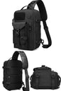 unique one strap backpack purse in water-resistant black fabric with concealed pockets convertible into a chest bag shoulder bag or crossbody sling bag for 12" iPad Pro, perfect for men or women