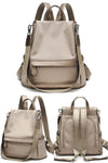 women khaki 14 inch laptop travel backpack purse in water resistant oxford fabric with convertible strap