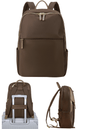 Fashion ladies' brown laptop backpack purse in lightweight water-resistant fabric with trolley sleeve for travel or business or everyday use
