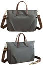women laptop travel tote bag with crossbody strap in water resistant dark grey fabric with multi pockets | fashion business satchel handbag with laptop sleeve for 15" Macbook Air 