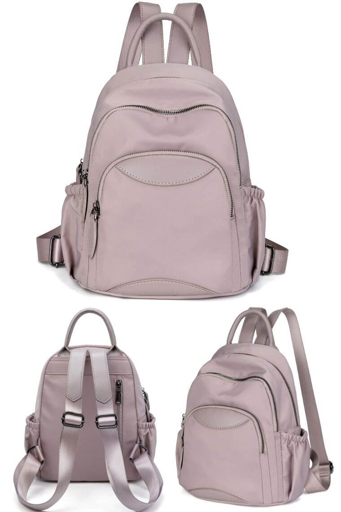 women colorblock travel backpack purse in waterproof pink nylon in medium size with multi pockets