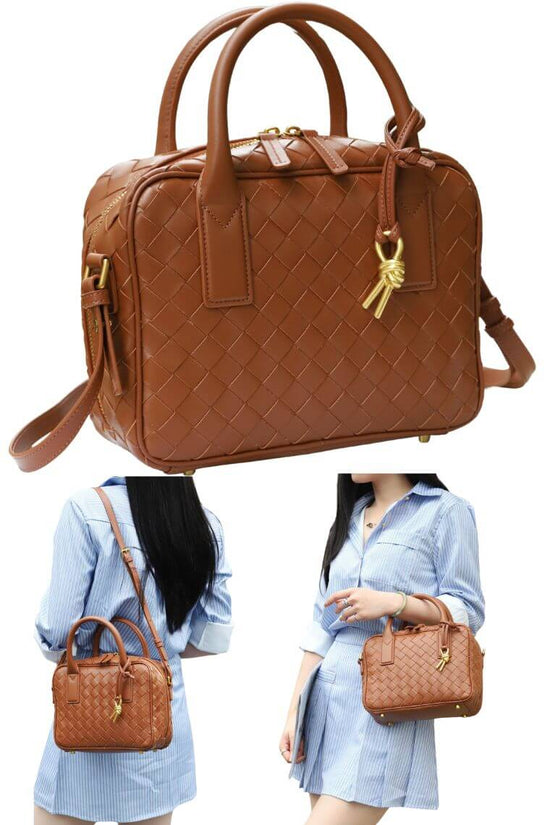 Large Leather Crossbody Tote – Minimal Square Shoulder Bag